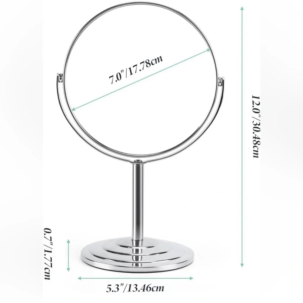 Magnifying Vanity Makeup Mirror 7 Inch, 360°Rotation Double Sided Magnify 1X, 3X